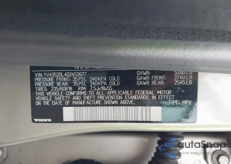 2013 Volvo Xc60 3.2 из США, поврежденный, VIN YV4952DL4D2452677